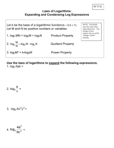 Topic: Properties of Logarithms