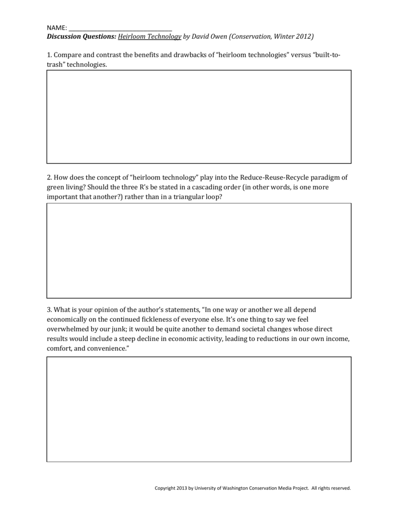 Discussion Questions worksheet