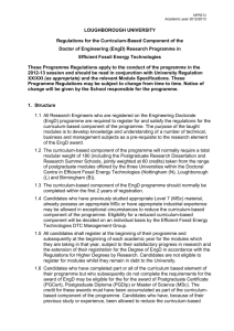 (EngD) Research Programme in Efficient Fossil Energy Technologies