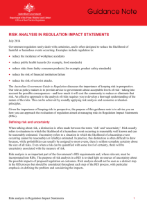 Risk analysis in regulation impact statements