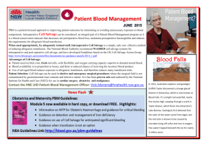 Patient Blood Management JUNE 2015