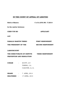 APPEAL JUDGMENT CHEN YUN BO V PABALLO MARTIN THEKO