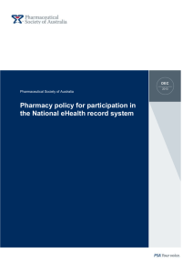 Pharmacy policy for participation in the National eHealth record