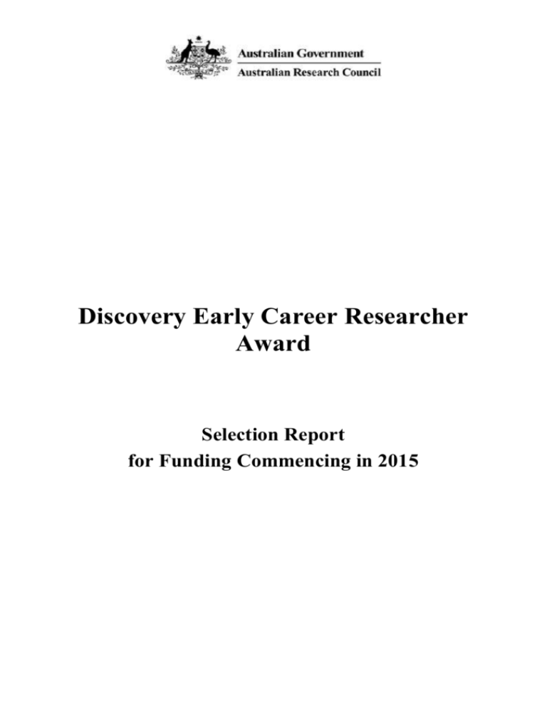 Discovery Early Career Researcher Award Selection Report For