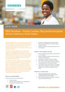 PhD Student - Guide Cardiac Resynchronisation Siemens