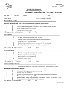Complete Urinalysis Competency Assessment Form Attempt 1