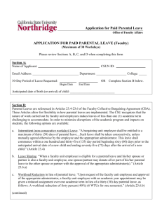 Faculty Affairs Application for Paid Parental Leave.