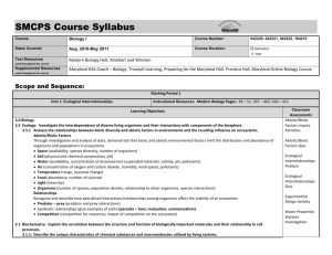 SMCPS Course Syllabus Course: Biology I Course Number: 042220