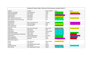 Thursday 23rd April to Friday 1st May Year 8 Taster Sessions