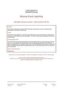 UoB-CLN-AES-SOP-001 Adverse Event Reporting v 1 0