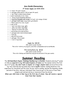 Second Grade Supply List and Summer Reading Log 2015-2016
