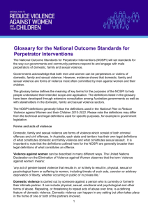 Glossary for the National Outcome Standards for Perpetrator