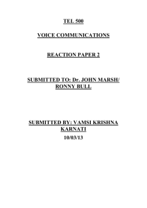 TEL 500 VOICE COMMUNICATIONS REACTION PAPER 2