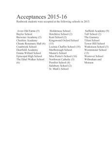 Acceptances 2015-16 Renbrook students were accepted at the