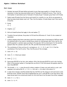 Algebra 1 Midterm Worksheet Answer Section