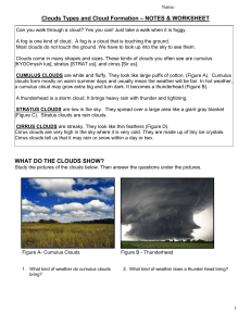 Clouds Types and Cloud Formation – NOTES & WORKSHEET