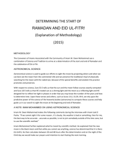 Convener Methodology Determining Start of Ramadan & Eid ul-Fitr