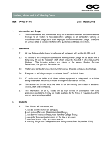 Student, Visitor and Staff Identity Cards