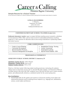 Sample Resume for a School Teacher