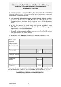 Admission Supplementary Form 2015