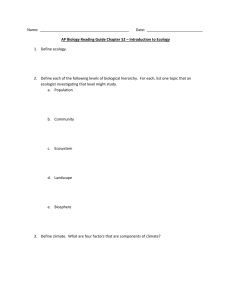 Name: Date: AP Biology Reading Guide Chapter 52 – Introduction to