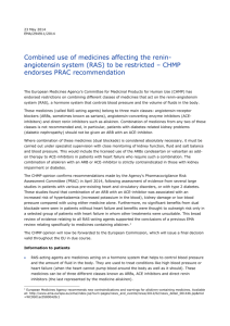 (RAS) to be restricted – CHMP endorses PRAC