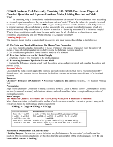 GHW#9-Ch4-Chemical-Quantities-Stoiciometrylimitingreactantyield