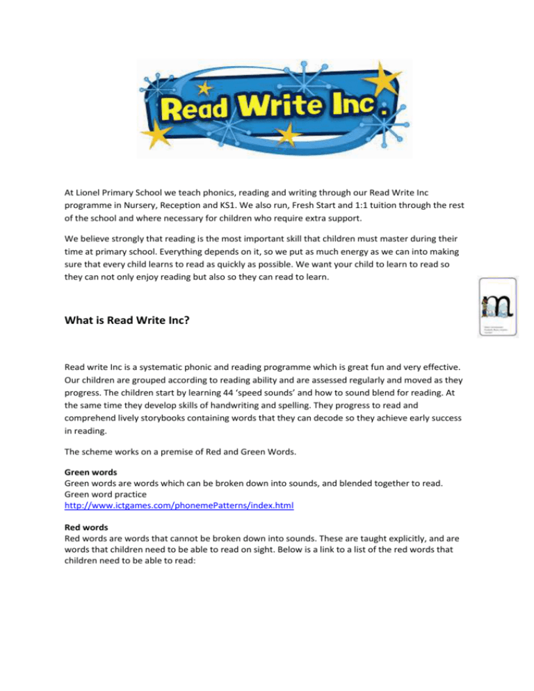 What Is Read Write Inc Programme