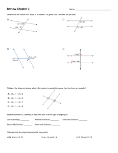 Review Chapter 3: Parallel Lines and Transversals, Slope, Writing