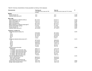 Table S2. Summary characteristics of study population by training or