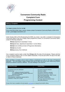 Programming Content - Connemara Community Radio