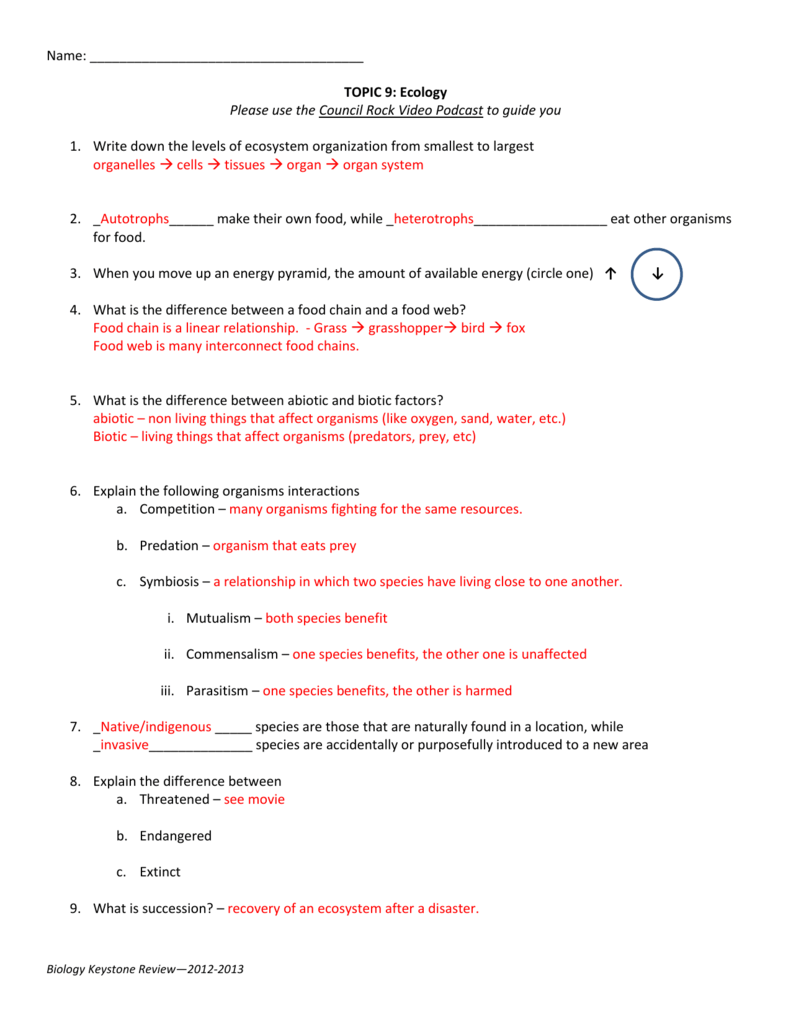 ecological succession worksheet