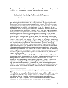Explanation in Neurobiology: An Interventionist Perspective