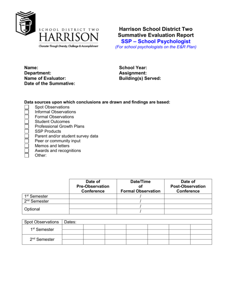 School Psychologist Harrison School District Two School Psychologist Harrison School District Two