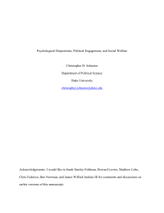 Psychological Dispositions, Political Engagement, and Social