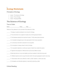Ecology Worksheets