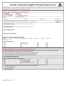 Form P-101 Accuride Corporation Supplier Deviation Request