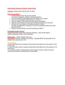 Body Systems Disease Project Outline and Organizer