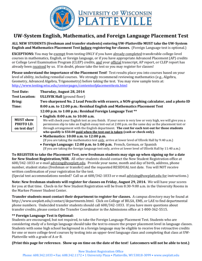 Foreign Language Placement Test Practice