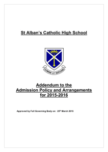 Amendment to St Alban`s Catholic High School policy 2015/2016
