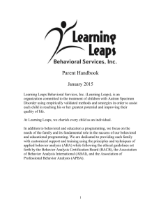 Learning Leaps Parent Handbook - Learning Leaps Behavioral