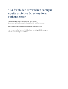 403-forbbiden error when configur mysite as Active Directory form