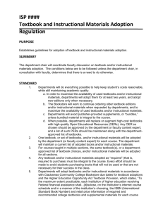 ISP #### Textbook and Instructional Materials Adoption Regulation