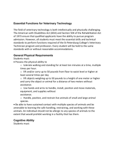 Please review the Essential Functions for Veterinary Technology