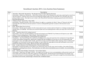 Sweetheart Auction 2011, Live Auction Item Summary Item