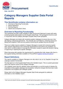 Category Managers Supplier Data Portal Reports