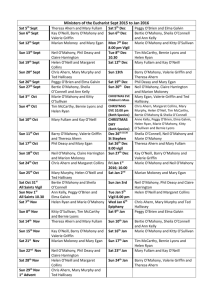 Ministers of the Eucharist Sept 2015 to Jan 2016 Sat 5th Sept