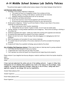 Middle School Science Safety Contract - Anoka