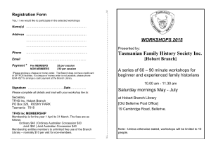 Registration Form - The Tasmanian Family History Society, Hobart