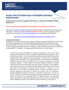 Project 2013-02 Retirement of Reliability Standard